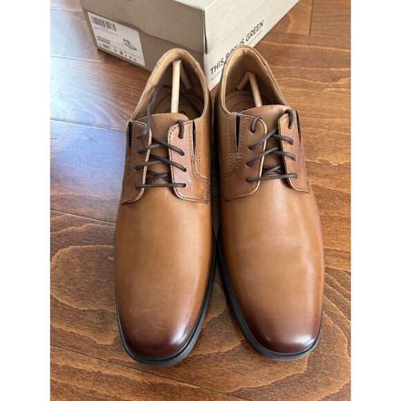 Clarks Men's Tilden Plain Oxford Dark Tan Lace Up Dress Shoe NEW US size 9 W - Picture 7 of 10